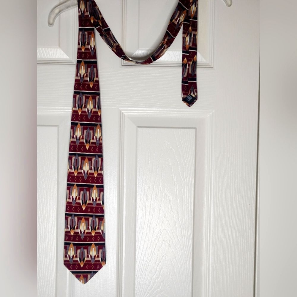 Zylos George Machado Multicolred 100% SILK Geometric  Italian Print 53"×4"  Tie